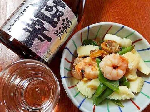 ●須坂市産「渓流」で★海老イカアサリ＆葱の酒蒸し●